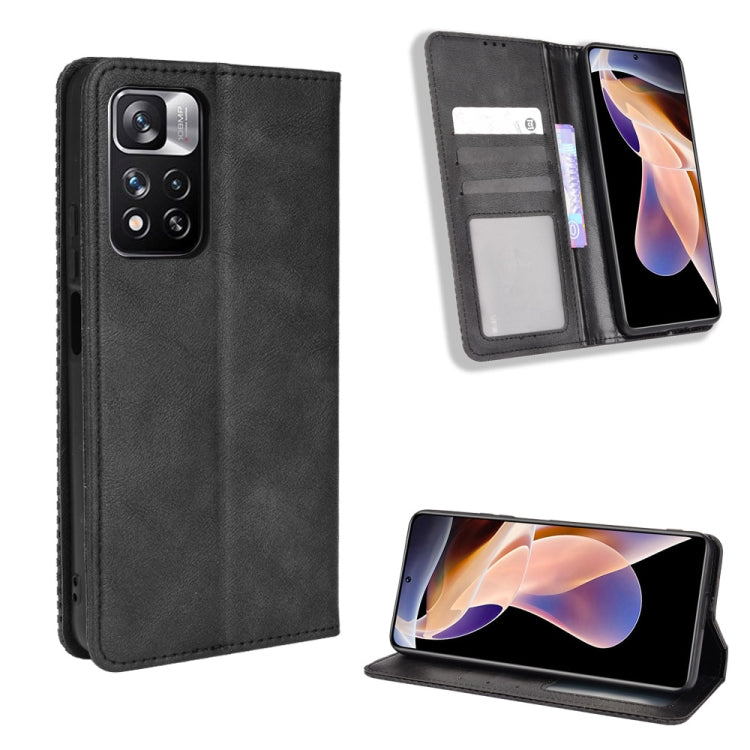 For Xiaomi Poco X4 NFC/Redmi Note 11 Pro China Magnetic Buckle Retro Texture Leather Phone Case