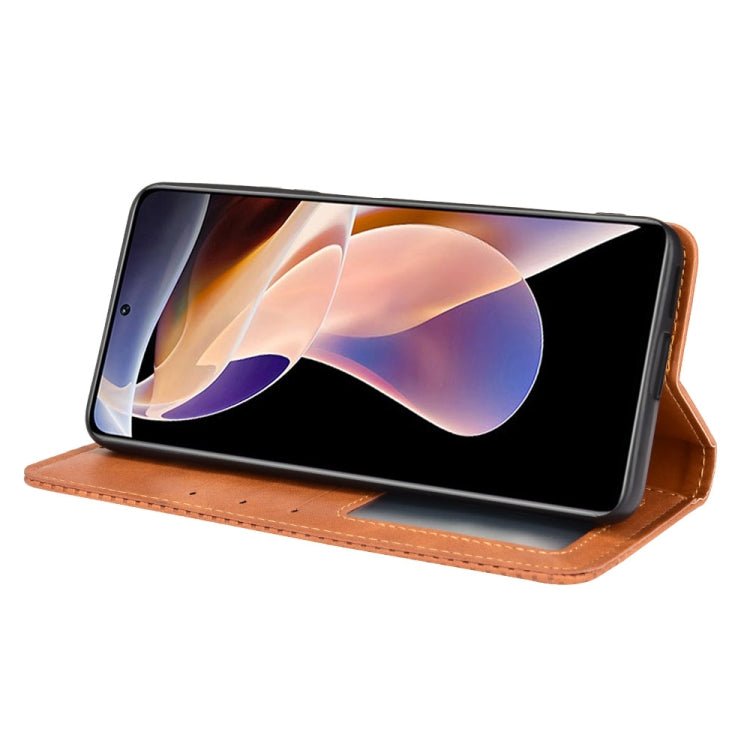 For Xiaomi Poco X4 NFC/Redmi Note 11 Pro China Magnetic Buckle Retro Texture Leather Phone Case