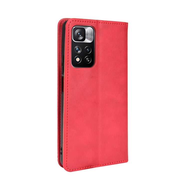 For Xiaomi Poco X4 NFC/Redmi Note 11 Pro China Magnetic Buckle Retro Texture Leather Phone Case