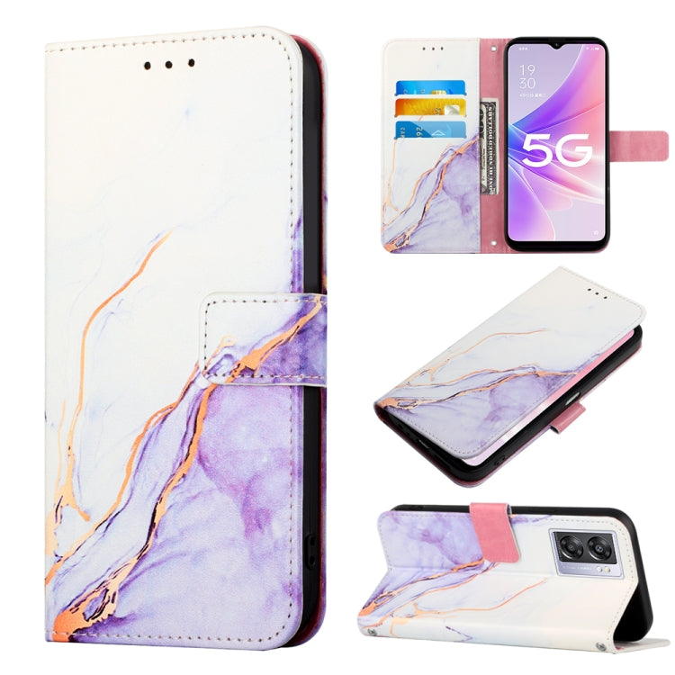 For OPPO A57 5G 2022 PT003 Marble Pattern Flip Leather Phone Case