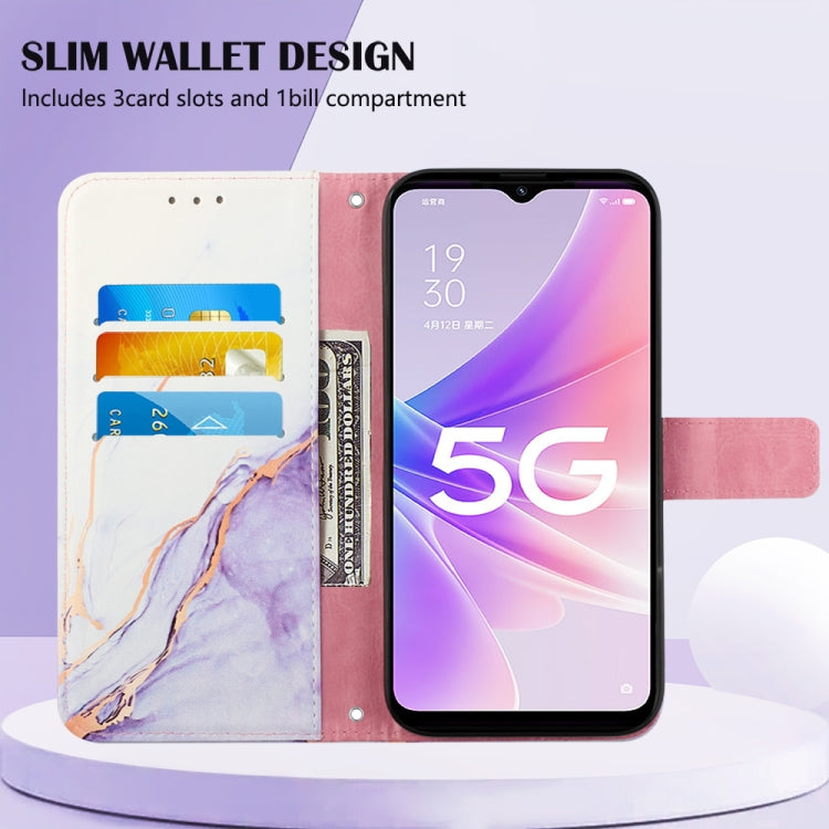 For OPPO A57 5G 2022 PT003 Marble Pattern Flip Leather Phone Case