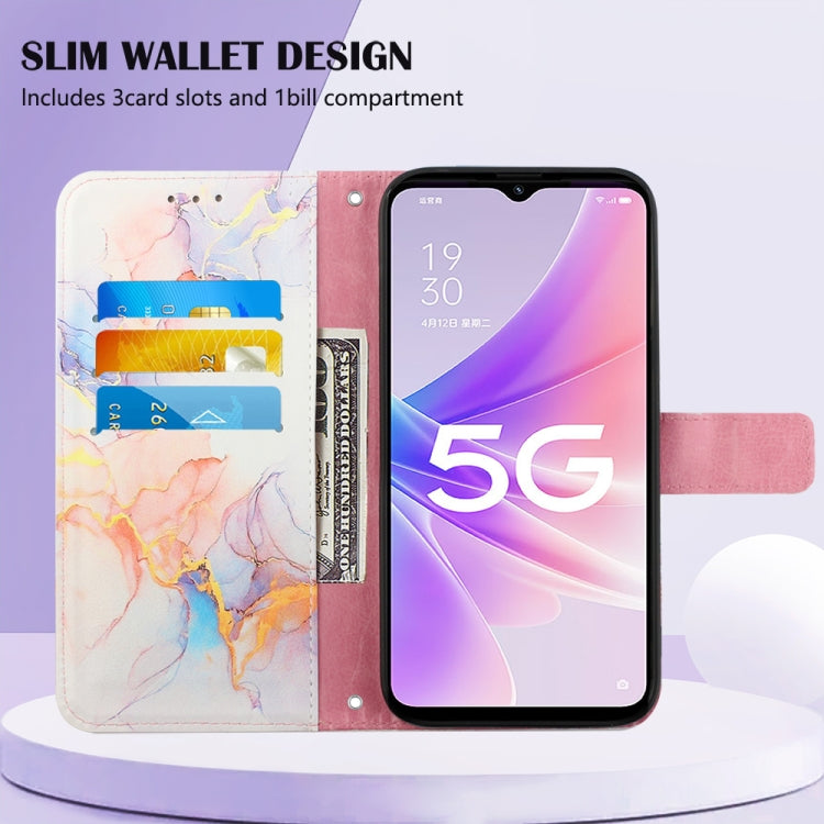 For OPPO A57 5G 2022 PT003 Marble Pattern Flip Leather Phone Case