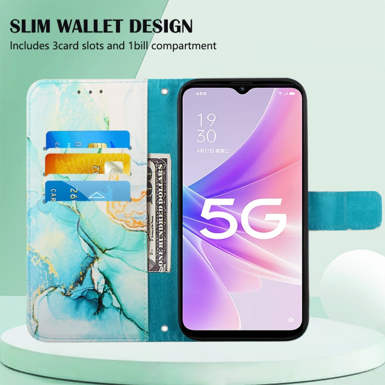 For OPPO A57 5G 2022 PT003 Marble Pattern Flip Leather Phone Case