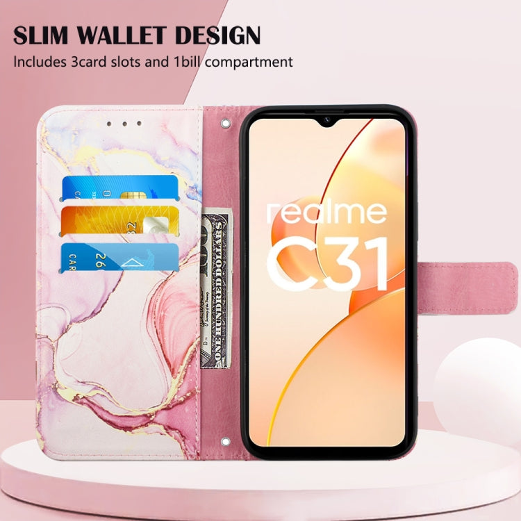 For OPPO Realme C31 4G PT003 Marble Pattern Flip Leather Phone Case
