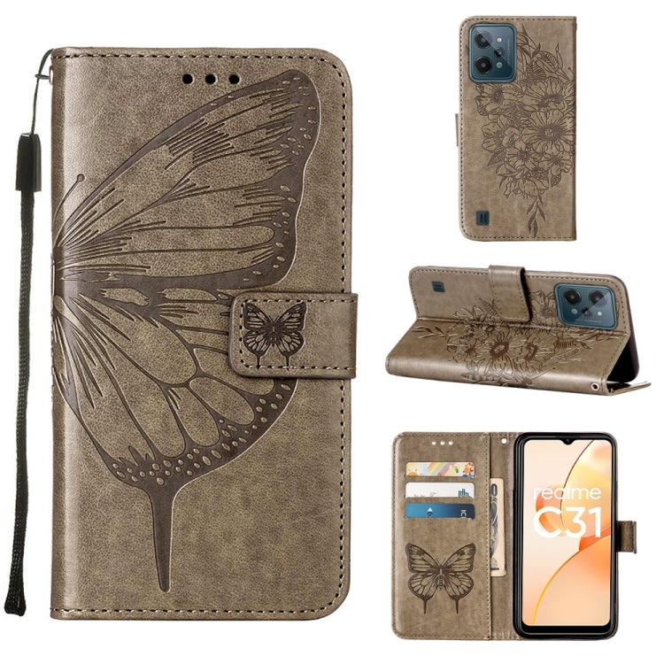 For OPPO Realme C31 4G Embossed Butterfly Leather Phone Case