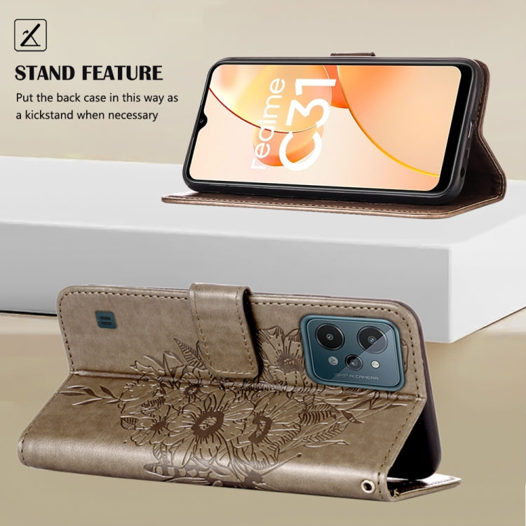 For OPPO Realme C31 4G Embossed Butterfly Leather Phone Case