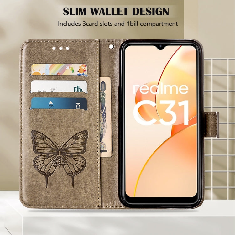 For OPPO Realme C31 4G Embossed Butterfly Leather Phone Case