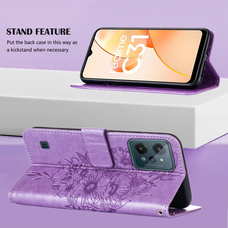 For OPPO Realme C31 4G Embossed Butterfly Leather Phone Case