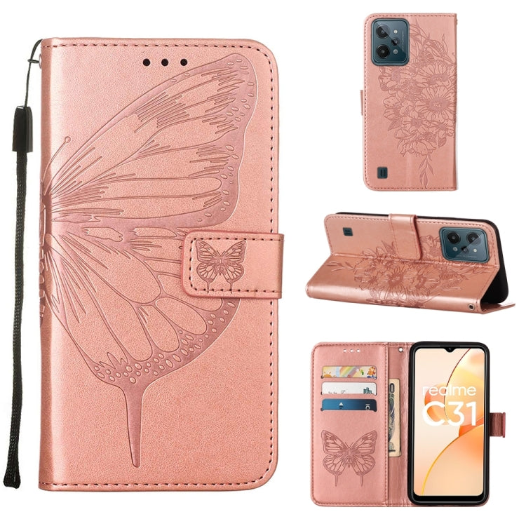 For OPPO Realme C31 4G Embossed Butterfly Leather Phone Case