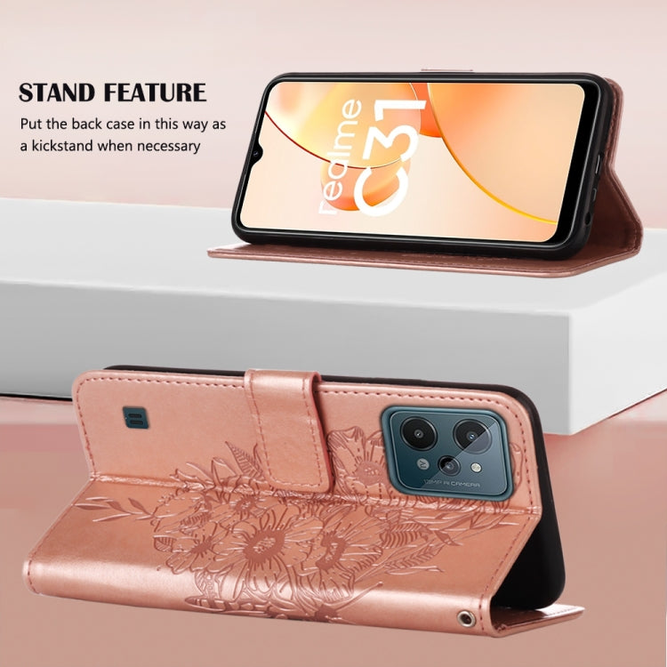 For OPPO Realme C31 4G Embossed Butterfly Leather Phone Case