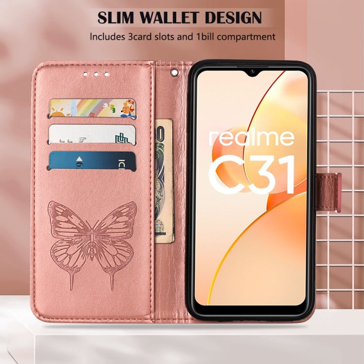 For OPPO Realme C31 4G Embossed Butterfly Leather Phone Case