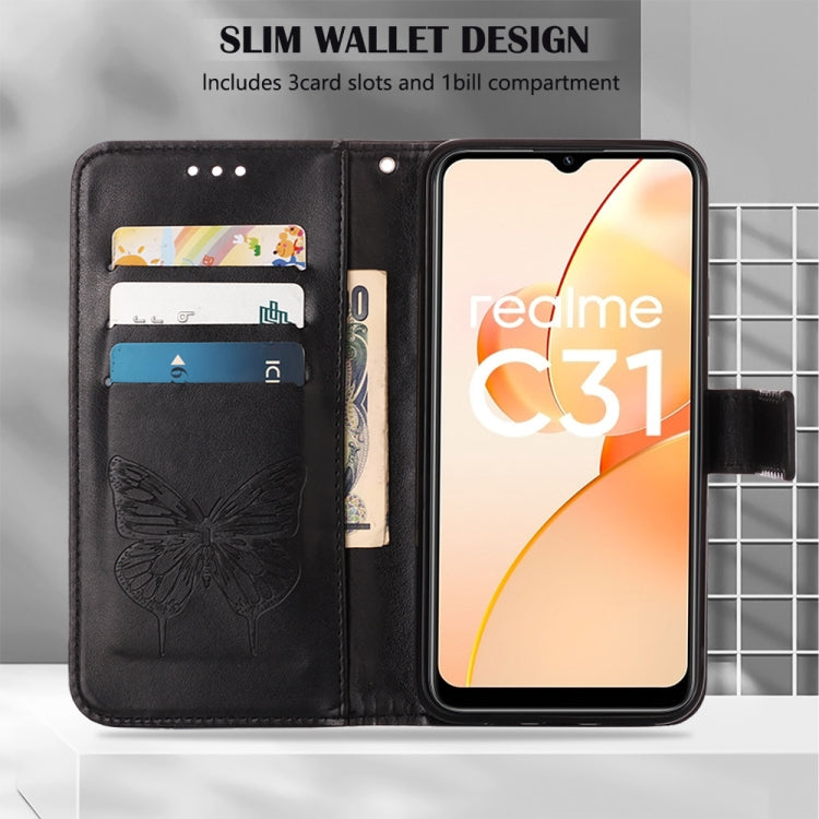 For OPPO Realme C31 4G Embossed Butterfly Leather Phone Case