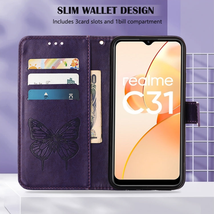 For OPPO Realme C31 4G Embossed Butterfly Leather Phone Case