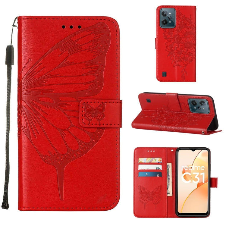 For OPPO Realme C31 4G Embossed Butterfly Leather Phone Case