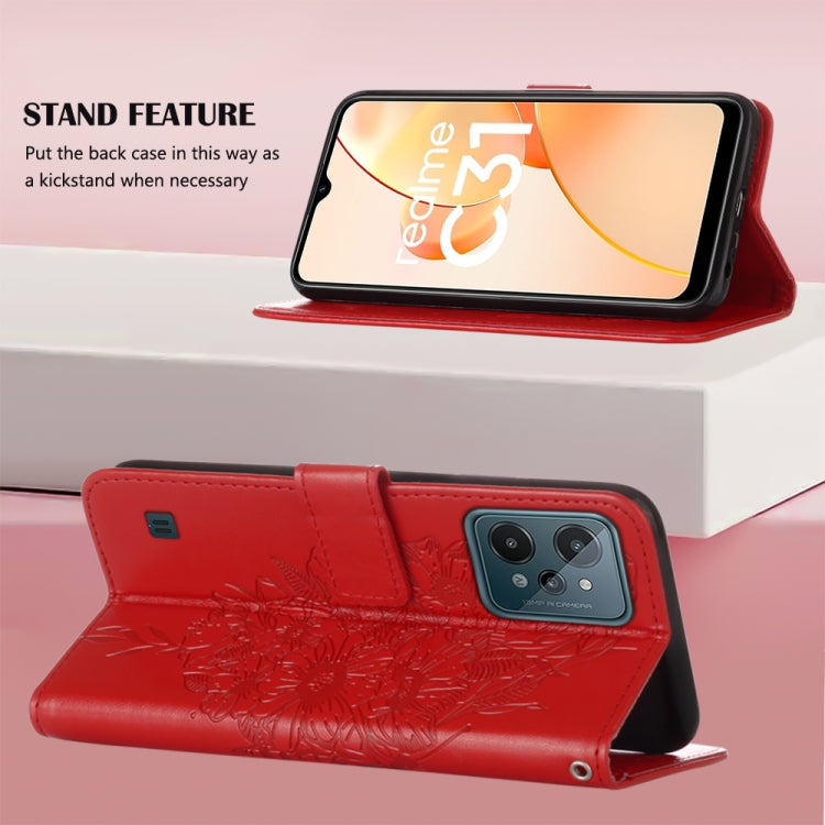 For OPPO Realme C31 4G Embossed Butterfly Leather Phone Case