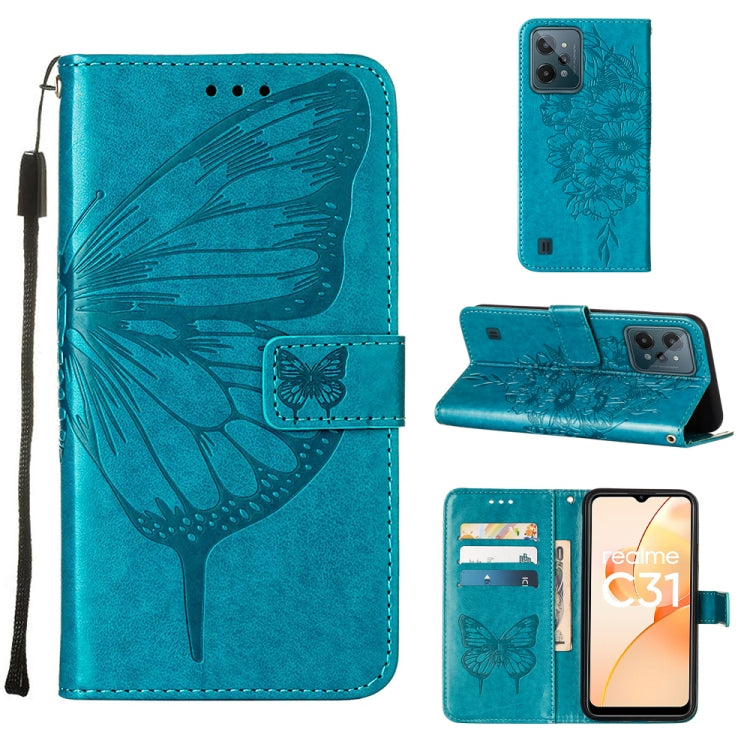 For OPPO Realme C31 4G Embossed Butterfly Leather Phone Case