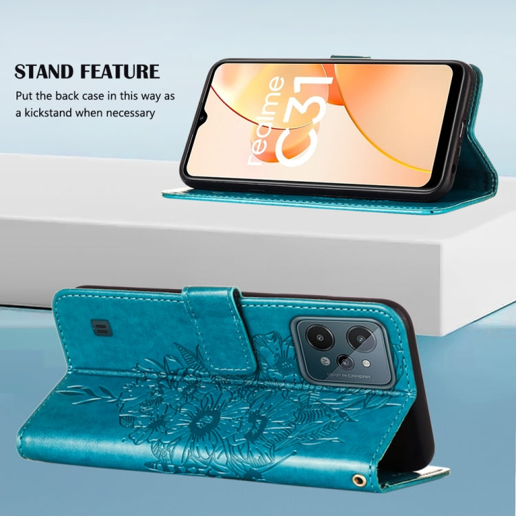 For OPPO Realme C31 4G Embossed Butterfly Leather Phone Case