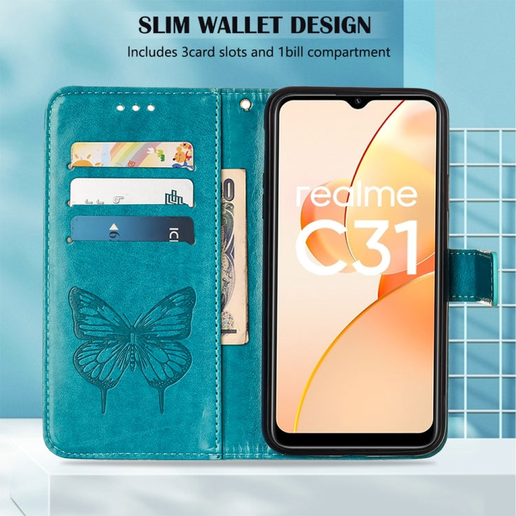 For OPPO Realme C31 4G Embossed Butterfly Leather Phone Case