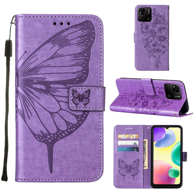 For Xiaomi Redmi 10A Embossed Butterfly Leather Phone Case