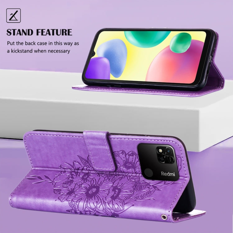 For Xiaomi Redmi 10A Embossed Butterfly Leather Phone Case