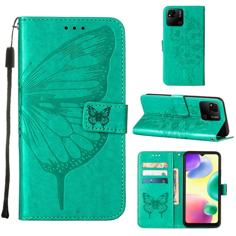 For Xiaomi Redmi 10A Embossed Butterfly Leather Phone Case