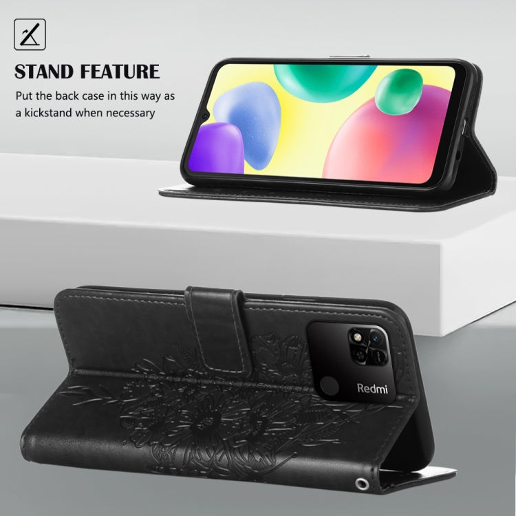 For Xiaomi Redmi 10A Embossed Butterfly Leather Phone Case