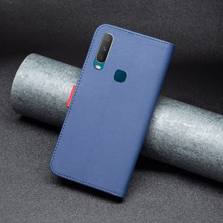 For vivo Y11 / Y15 / Y12 / Y17 BF13 Color Matching Cross Texture Leather Phone Case