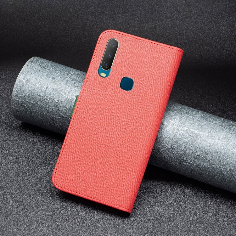 For vivo Y11 / Y15 / Y12 / Y17 BF13 Color Matching Cross Texture Leather Phone Case