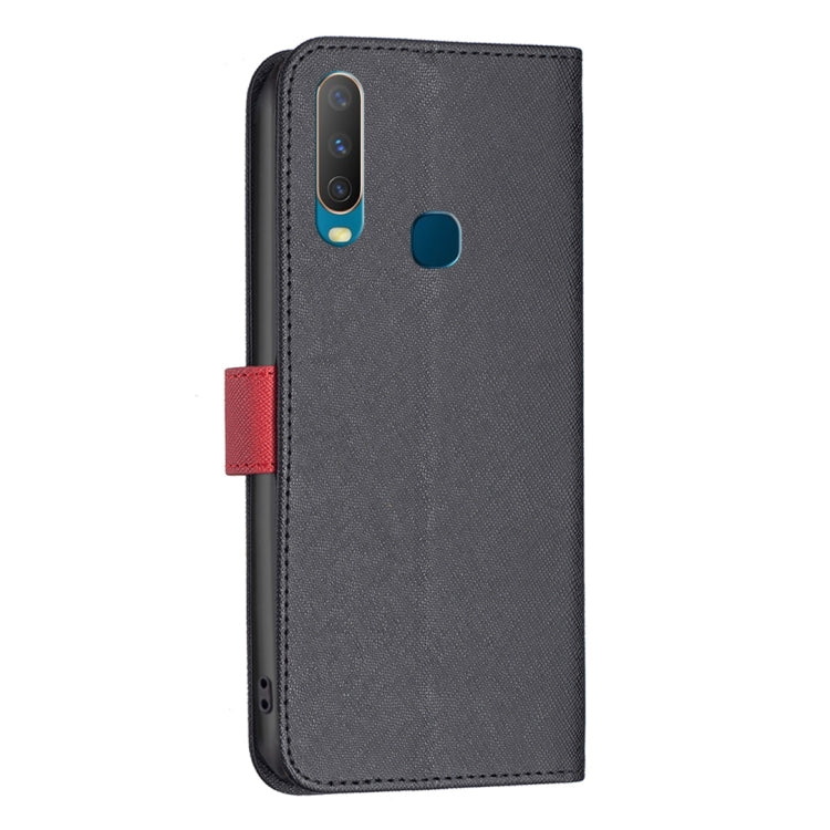 For vivo Y11 / Y15 / Y12 / Y17 BF13 Color Matching Cross Texture Leather Phone Case