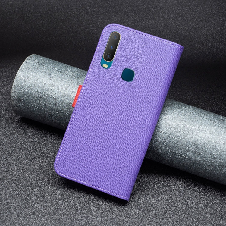 For vivo Y11 / Y15 / Y12 / Y17 BF13 Color Matching Cross Texture Leather Phone Case