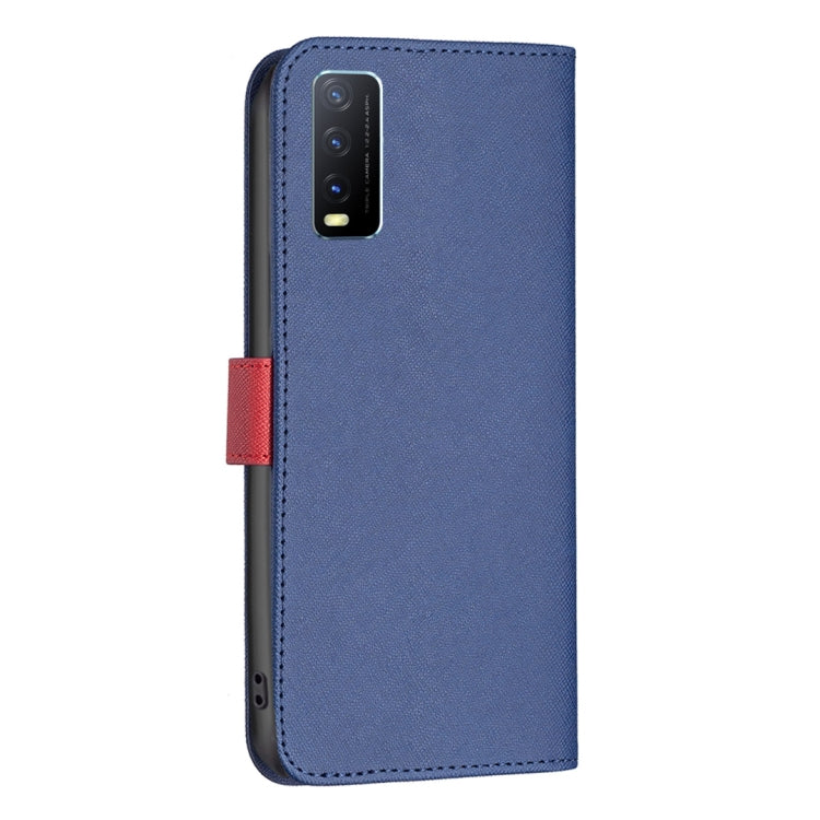 For vivo Y20 BF13 Color Matching Cross Texture Leather Phone Case
