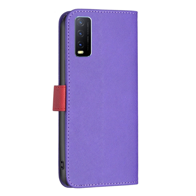 For vivo Y20 BF13 Color Matching Cross Texture Leather Phone Case