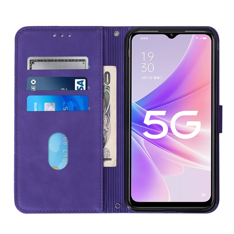 For OPPO A57 5G 2022 Crossbody 3D Embossed Flip Leather Phone Case