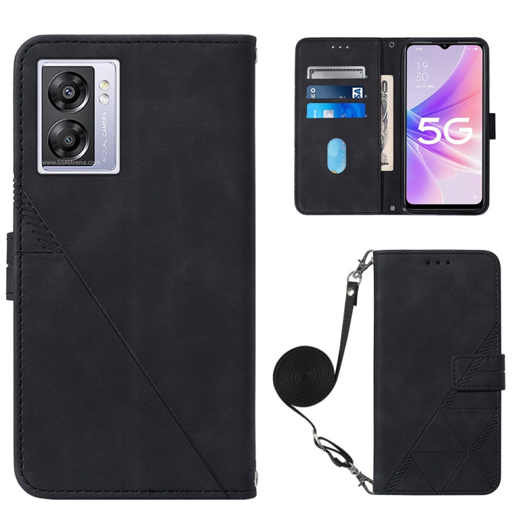 For OPPO A57 5G 2022 Crossbody 3D Embossed Flip Leather Phone Case