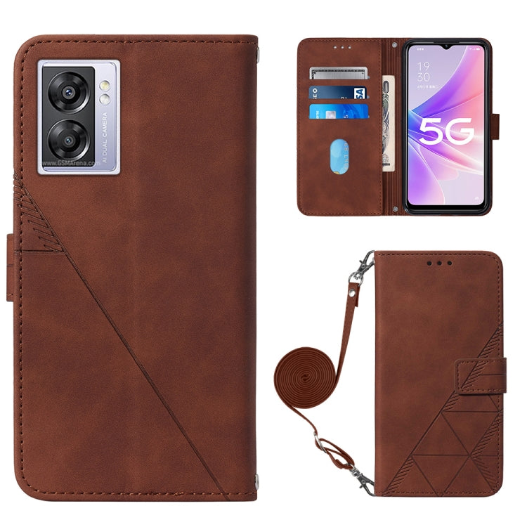 For OPPO A57 5G 2022 Crossbody 3D Embossed Flip Leather Phone Case