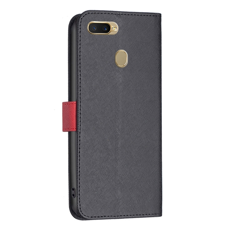 For OPPO A7 BF13 Color Matching Cross Texture Leather Phone Case