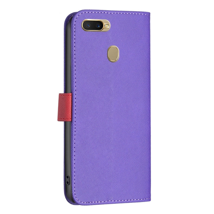 For OPPO A7 BF13 Color Matching Cross Texture Leather Phone Case