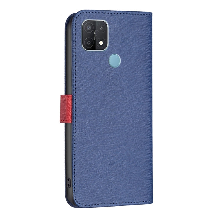 For OPPO A15 BF13 Color Matching Cross Texture Leather Phone Case