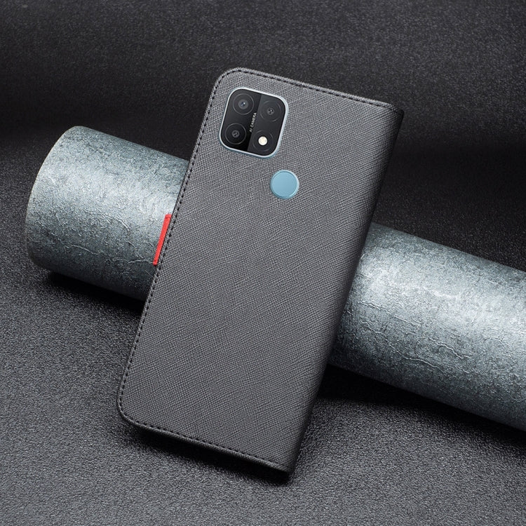 For OPPO A15 BF13 Color Matching Cross Texture Leather Phone Case