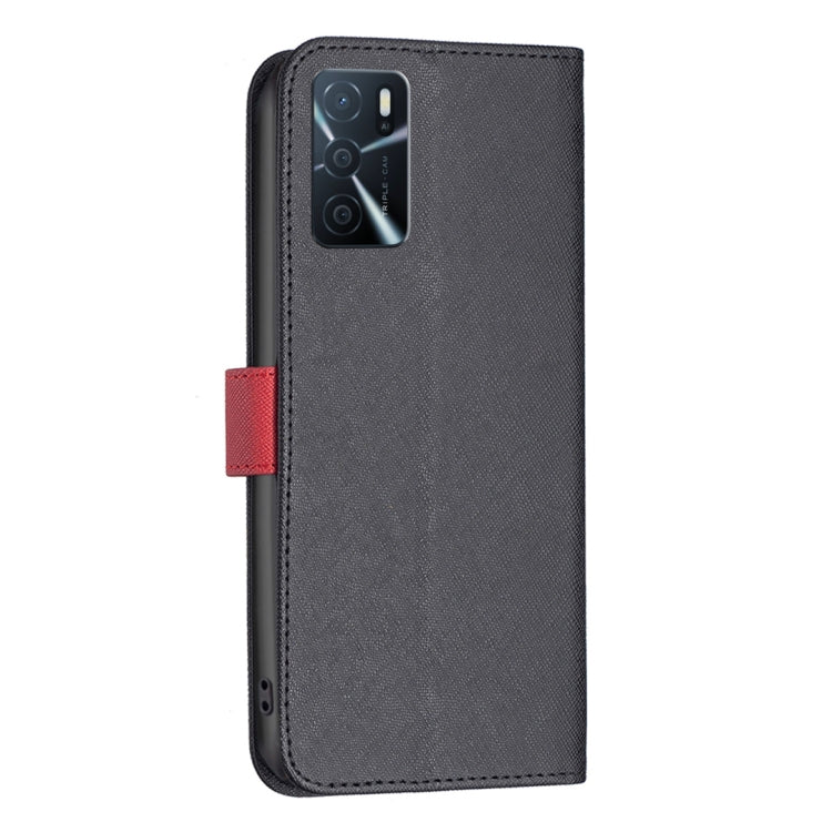 For OPPO A16 BF13 Color Matching Cross Texture Leather Phone Case