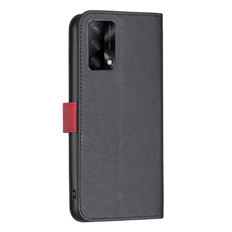 For OPPO A74 4G BF13 Color Matching Cross Texture Leather Phone Case