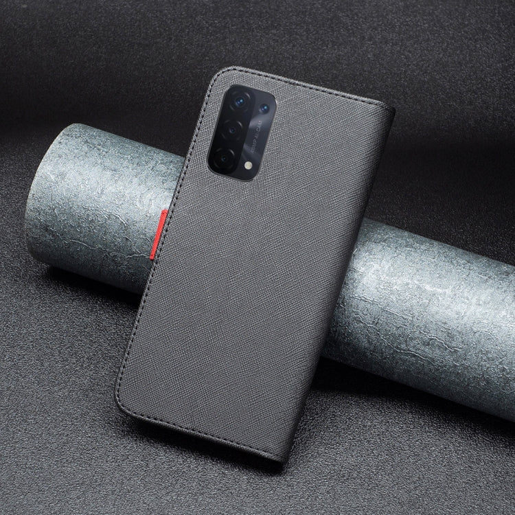 For OPPO A74 5G / A93 5G / A54 5G BF13 Color Matching Cross Texture Leather Phone Case