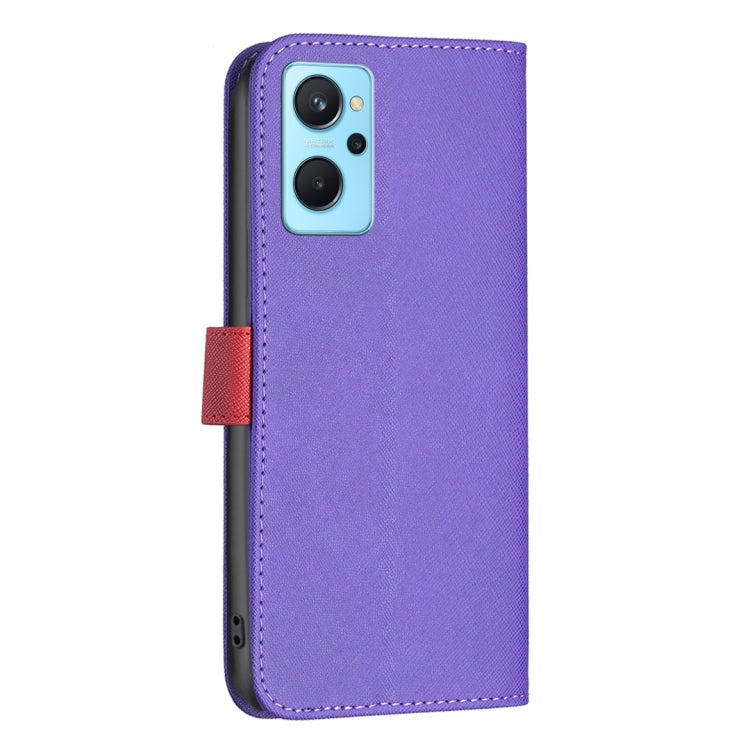 For OPPO A76 4G/A36 4G/A94 4G/Realme 9i BF13 Color Matching Cross Texture Leather Phone Case