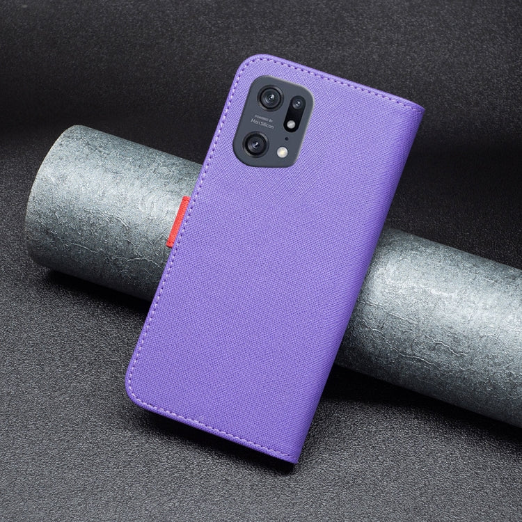 For OPPO Find X5 Pro BF13 Color Matching Cross Texture Leather Phone Case