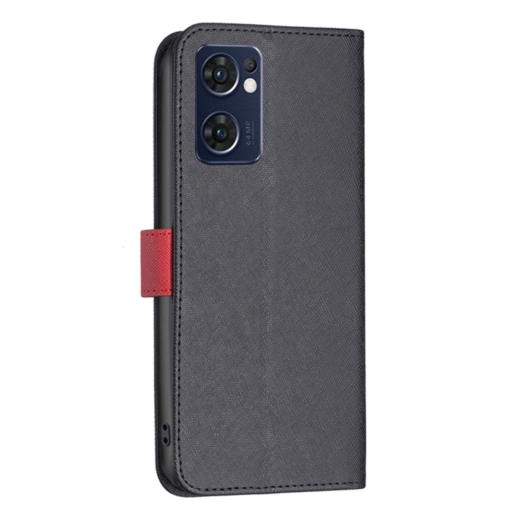 For OPPO Find X5 Lite / Reno7 5G BF13 Color Matching Cross Texture Leather Phone Case