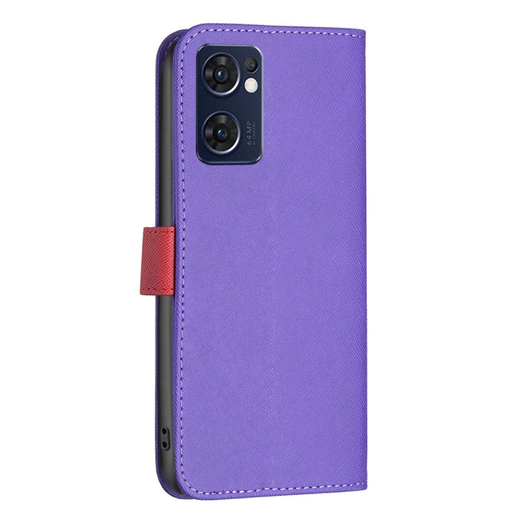 For OPPO Find X5 Lite / Reno7 5G BF13 Color Matching Cross Texture Leather Phone Case