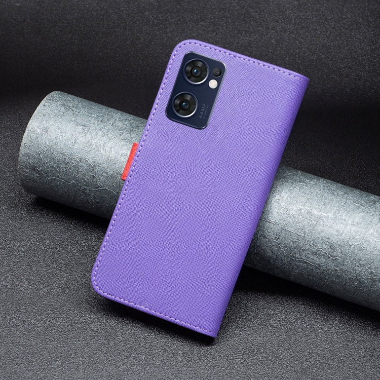 For OPPO Find X5 Lite / Reno7 5G BF13 Color Matching Cross Texture Leather Phone Case