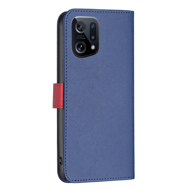 For OPPO Find X5 BF13 Color Matching Cross Texture Leather Phone Case