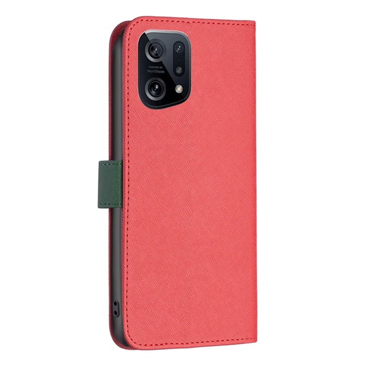 For OPPO Find X5 BF13 Color Matching Cross Texture Leather Phone Case