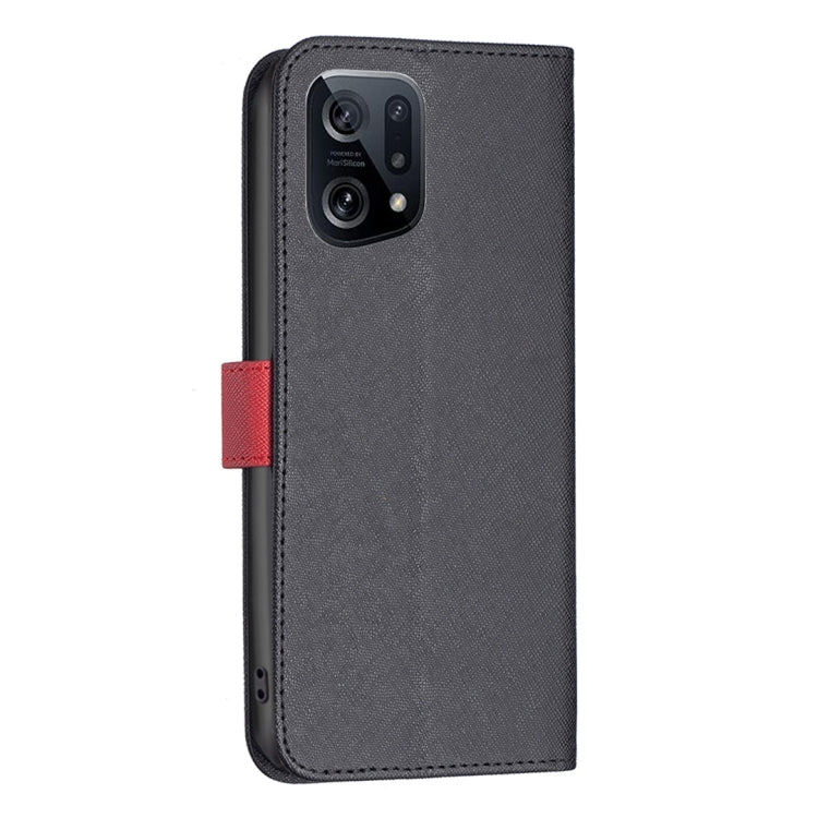 For OPPO Find X5 BF13 Color Matching Cross Texture Leather Phone Case